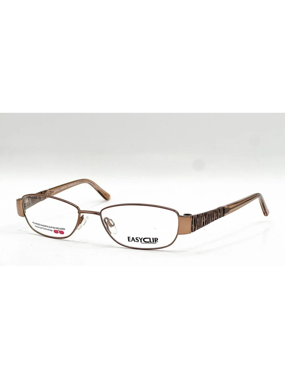 Easyclip Ec166 10 Satin Brown Authentic Eyeglasses W/ Clip 52-16-135